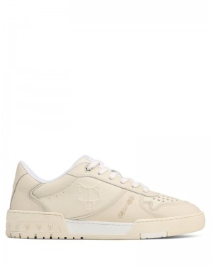 Beige Naked Wolfe Transmission Leather Men's Sneakers | RIYADH 623MGCNTK