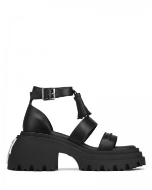 Black Naked Wolfe Cherub Leather Women's Platform Sandals | RIYADH 258ATGSPI