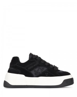 Black Naked Wolfe Crash Cow Suede Women's Sneakers | RIYADH 679YXTECZ