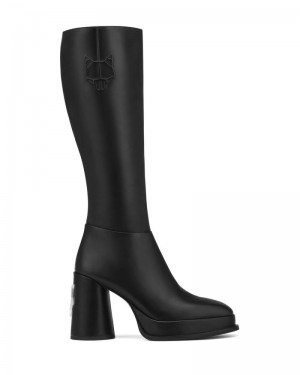 Black Naked Wolfe Crazy Leather Women's Platform Boots | RIYADH 853QMNETI