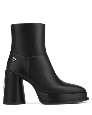 Black Naked Wolfe Crush Leather Women's Platform Boots | RIYADH 102OYESNL