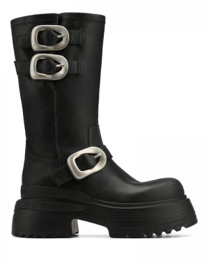 Black Naked Wolfe Earth Stone Wash Leather Women's Platform Boots | RIYADH 476KADVLU