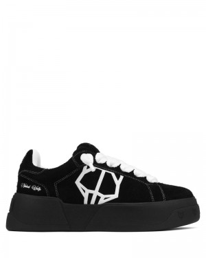 Black Naked Wolfe Kray Hairy Cow Suede Men's Sneakers | RIYADH 649VNXWDC