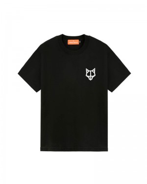 Black Naked Wolfe Logo Men's T-Shirt | RIYADH 819ZTYQXV