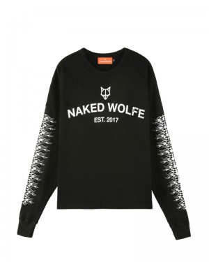 Black Naked Wolfe Thermal Men's Sweatshirts | RIYADH 956BAXHCG