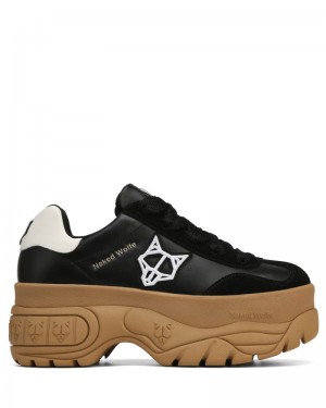 Black Naked Wolfe Warrior Leather Women's Sneakers | RIYADH 965JKERZL