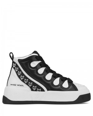 Black / White Naked Wolfe King Leather Men's Sneakers | RIYADH 014NMVSLX