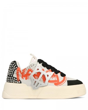 Black / White Naked Wolfe Kosa Graffiti Men's Sneakers | RIYADH 085KLIFPO