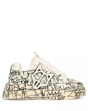 Black / White Naked Wolfe Kosa Scribble Men's Sneakers | RIYADH 107EAVCGX