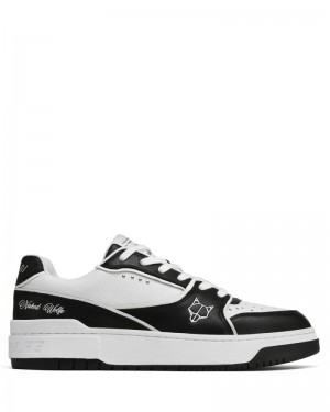 Black / White Naked Wolfe NW-01 Leather Men's Sneakers | RIYADH 423YAJRNZ