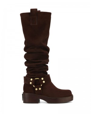 Chocolate Naked Wolfe Crook Suede Women's Knee-high Boots | RIYADH 389WRHUNO