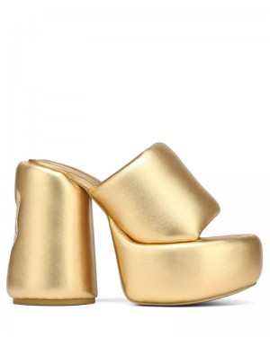 Gold Naked Wolfe Wow Women's Platform Sandals | RIYADH 501WQRPAL