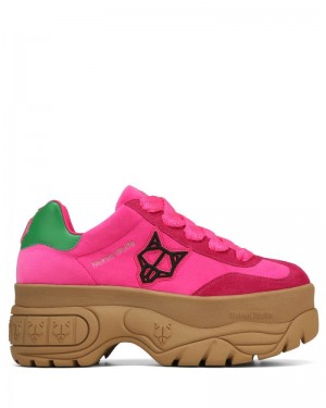 Pink Naked Wolfe Warrior Velvet Women's Sneakers | RIYADH 281RTJEDZ