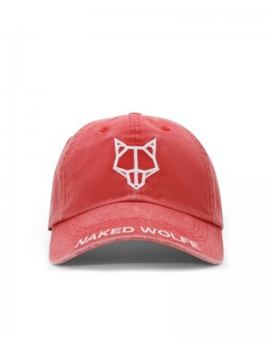 Red Naked Wolfe Baseball Washed Men's Caps | RIYADH 458MQZYDN