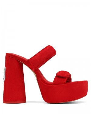 Red Naked Wolfe Diamond Suede Women's Platform Sandals | RIYADH 928ISNRQG