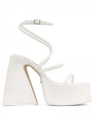 White Naked Wolfe Angel Leather Women's Platform Sandals | RIYADH 867SKNHEP