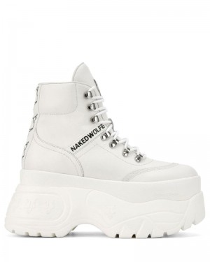 White Naked Wolfe Spike Leather Women's Sneakers | RIYADH 210OFLXQM