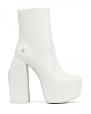 White Naked Wolfe Stylish Leather Women's Platform Boots | RIYADH 124ZFXBOK