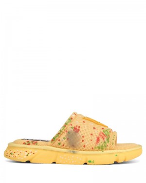 Yellow Naked Wolfe Vegas Mesh Men's Slides | RIYADH 507AXDFBH