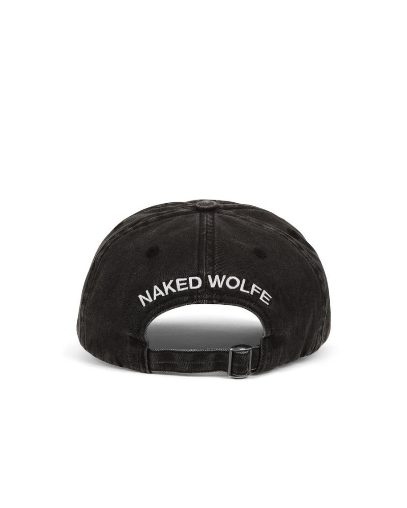 Black Naked Wolfe Baseball Washed Men's Caps | RIYADH 571VYZGQK