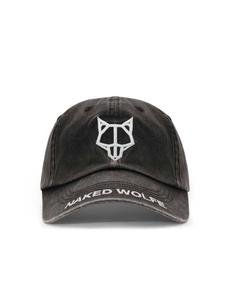 Black Naked Wolfe Baseball Washed Men\'s Caps | RIYADH 571VYZGQK