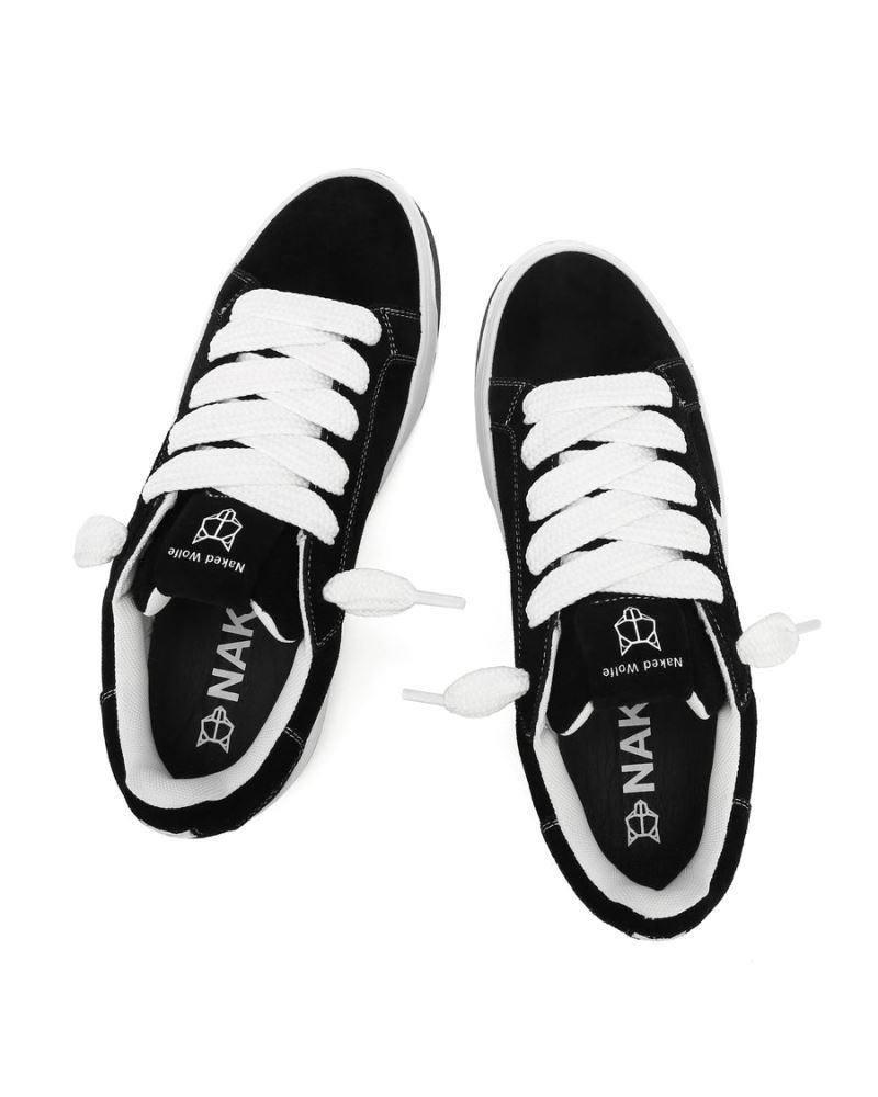 Black Naked Wolfe Chrome Suede Men's Sneakers | RIYADH 210EVJPFD