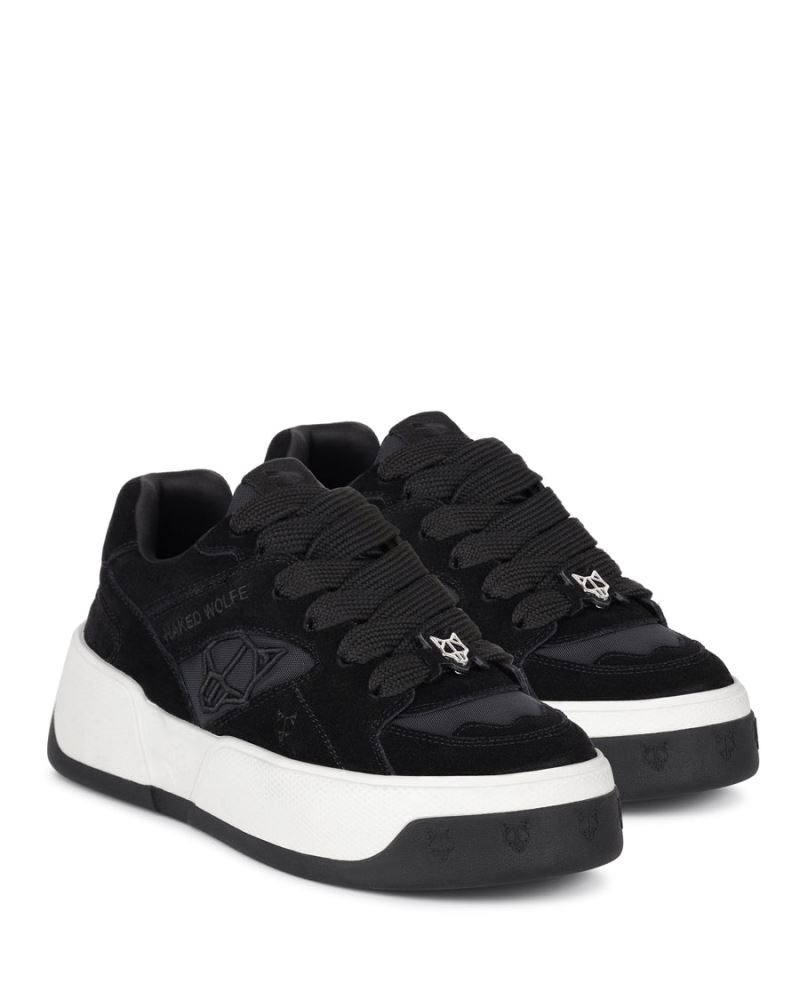 Black Naked Wolfe Crash Cow Suede Women's Sneakers | RIYADH 679YXTECZ