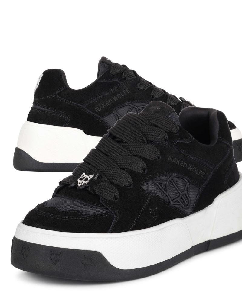 Black Naked Wolfe Crash Cow Suede Women's Sneakers | RIYADH 679YXTECZ