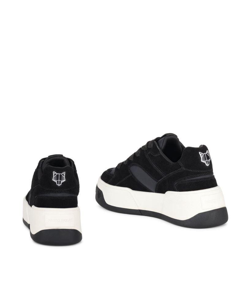 Black Naked Wolfe Crash Cow Suede Women's Sneakers | RIYADH 679YXTECZ