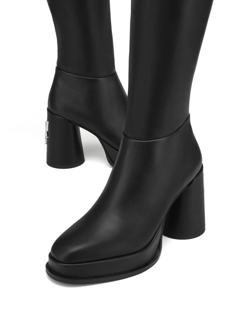 Black Naked Wolfe Crazy Leather Women's Platform Boots | RIYADH 853QMNETI