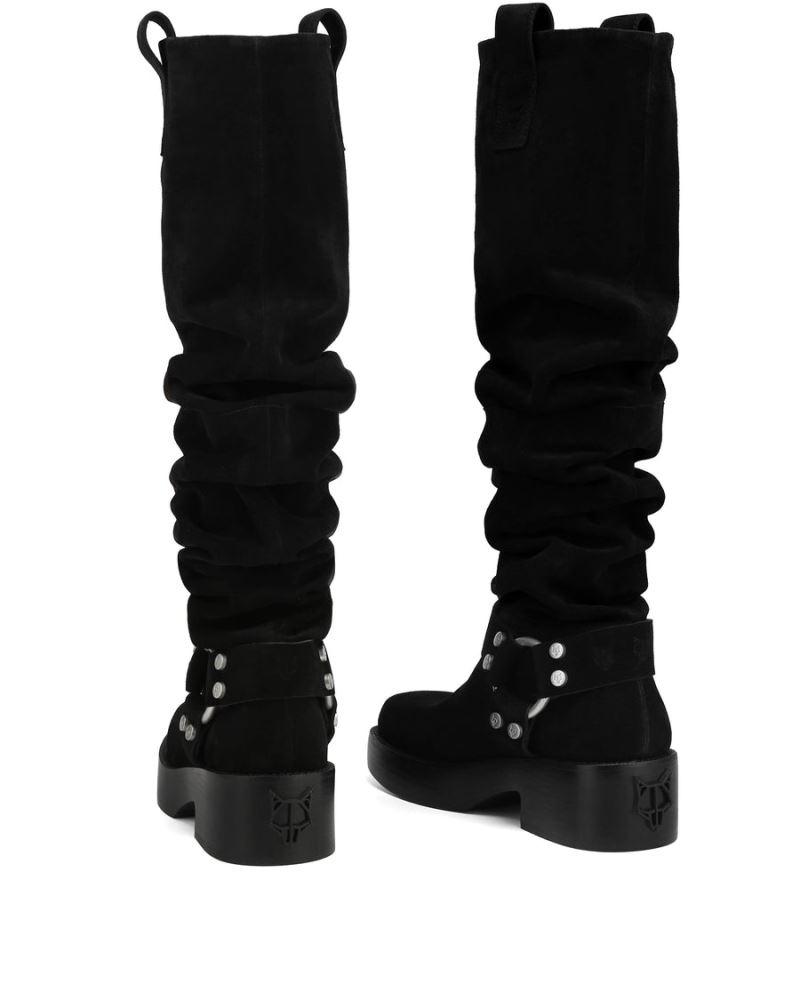 Black Naked Wolfe Crook Suede Women's Knee-high Boots | RIYADH 385OPGWIQ