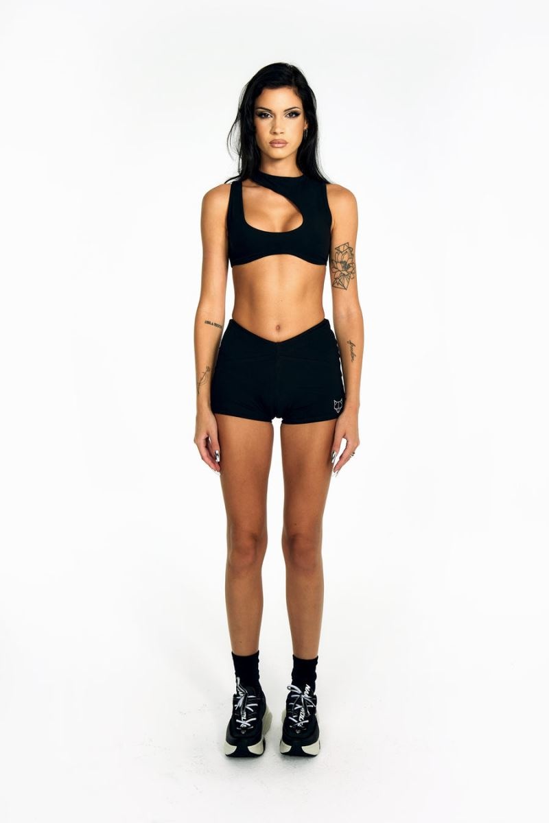 Black Naked Wolfe Cut Out Women's T-Shirt | RIYADH 894TLKYWN