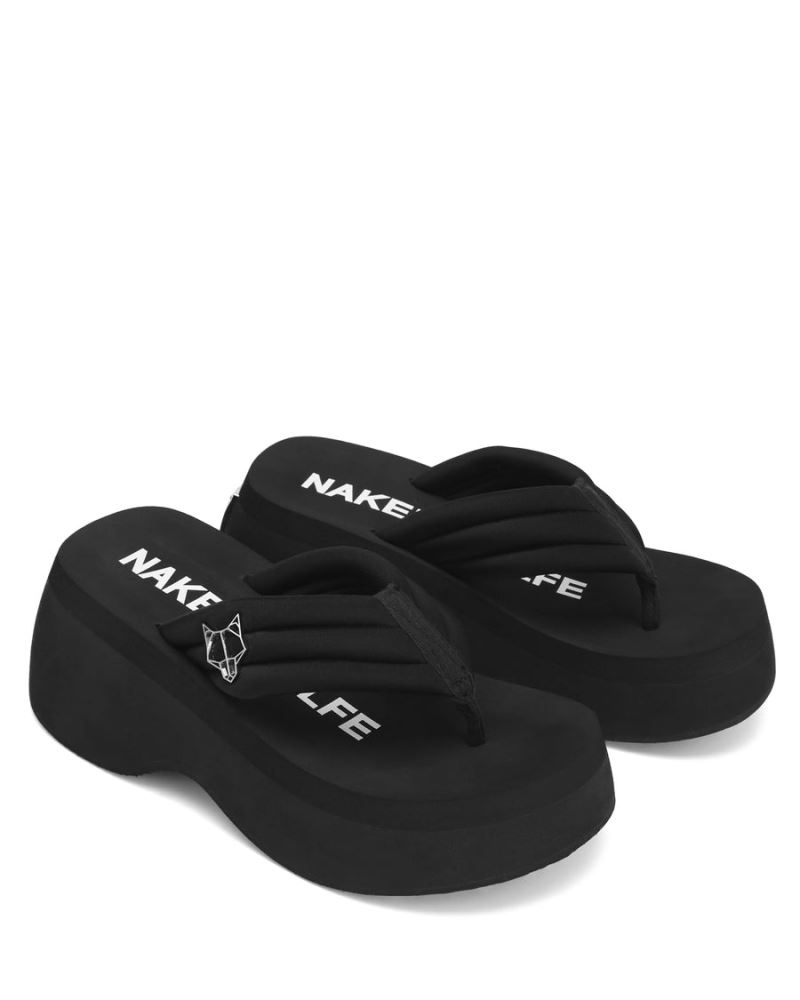 Black Naked Wolfe Damsel Lycra Women's Flip Flops | RIYADH 192NADQLT