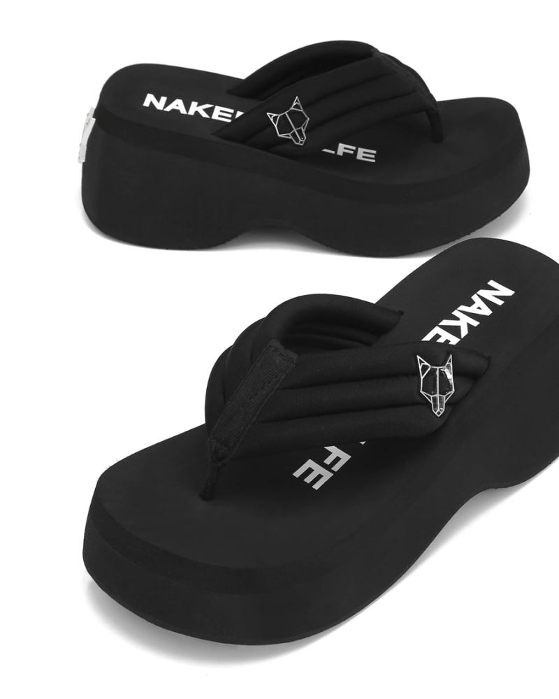 Black Naked Wolfe Damsel Lycra Women's Flip Flops | RIYADH 192NADQLT