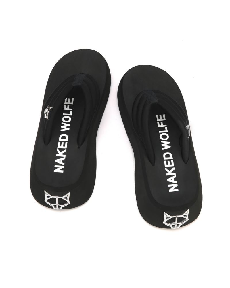 Black Naked Wolfe Damsel Lycra Women's Flip Flops | RIYADH 192NADQLT