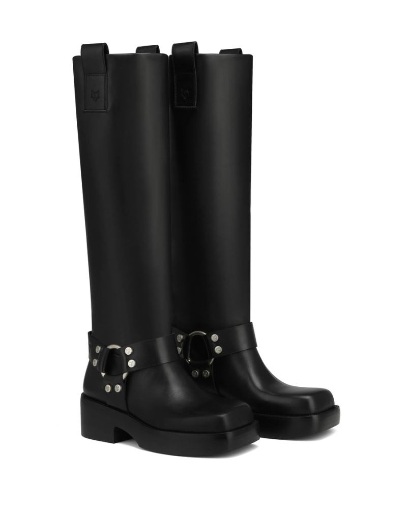 Black Naked Wolfe Desert Leather Women's Knee-high Boots | RIYADH 235CSRZEV