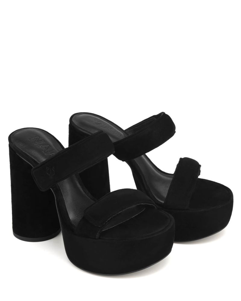 Black Naked Wolfe Diamond Suede Women's Platform Sandals | RIYADH 952NIFACG