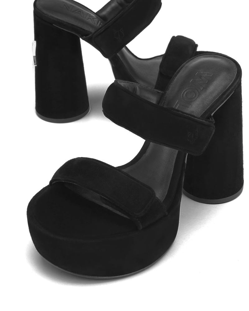 Black Naked Wolfe Diamond Suede Women's Platform Sandals | RIYADH 952NIFACG