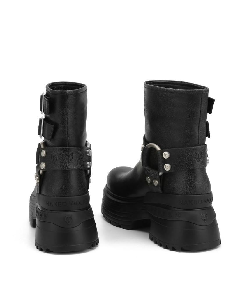 Black Naked Wolfe Eclipse Leather Women's Platform Boots | RIYADH 418WQKVRE