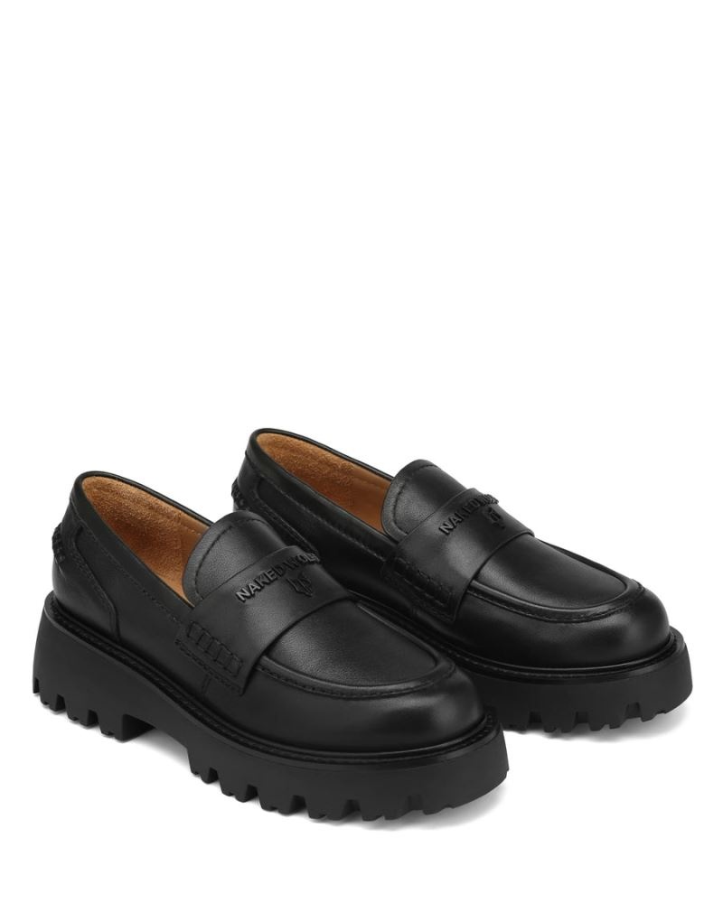 Black Naked Wolfe Flawed Leather Women's Loafers | RIYADH 426NYQJUS