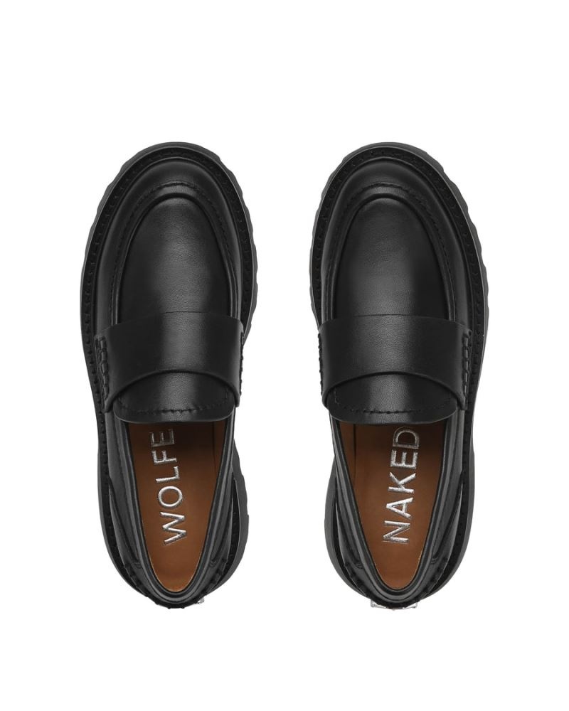 Black Naked Wolfe Flawless Leather Women's Loafers | RIYADH 349TUAXMP