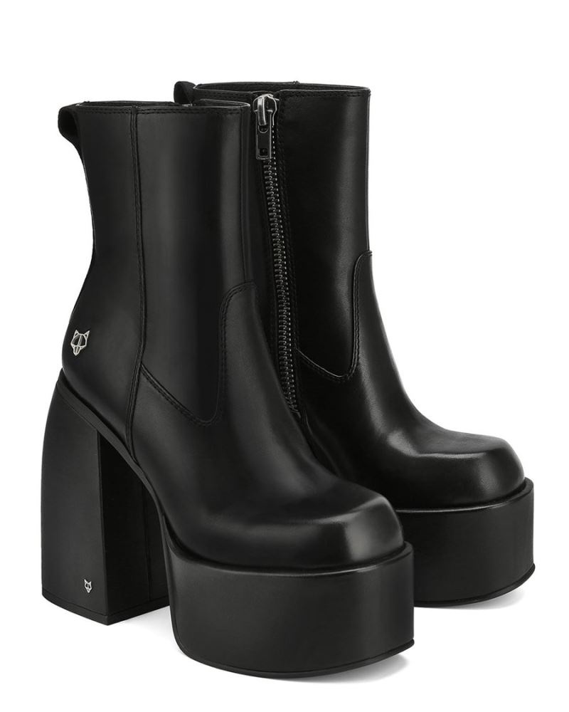 Black Naked Wolfe Jailbreaker Leather Women's Platform Boots | RIYADH 586BPRIED