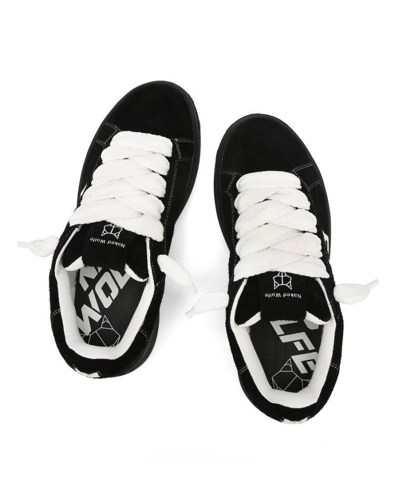 Black Naked Wolfe Kray Hairy Cow Suede Men's Sneakers | RIYADH 649VNXWDC