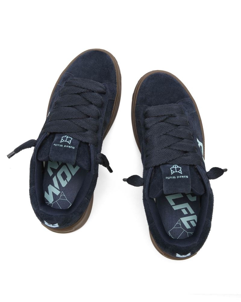 Black Naked Wolfe Kray Hairy Cow Suede Ocean Men's Sneakers | RIYADH 475TGHNMO