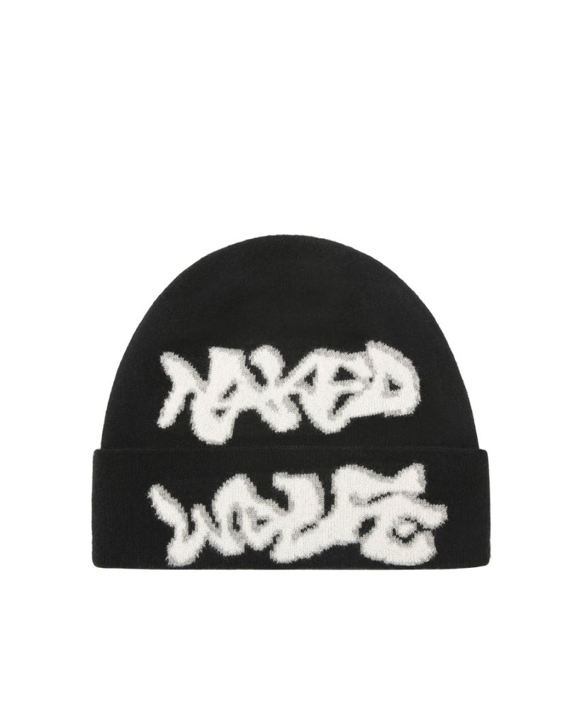 Black Naked Wolfe Logo Men\'s Beanie | RIYADH 509EXZFIS