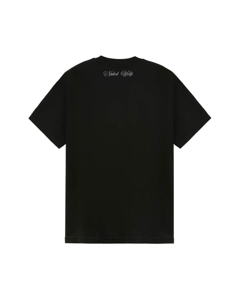 Black Naked Wolfe Logo Men's T-Shirt | RIYADH 819ZTYQXV