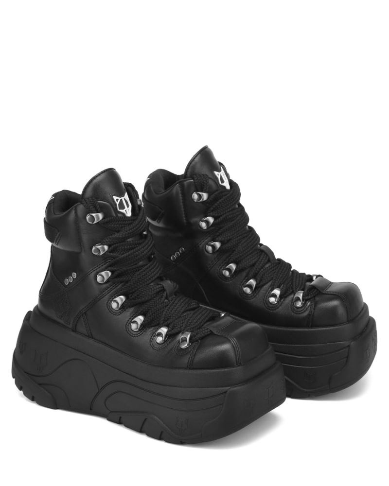 Black Naked Wolfe Radiant Leather Women's Sneakers | RIYADH 237JTNPXD