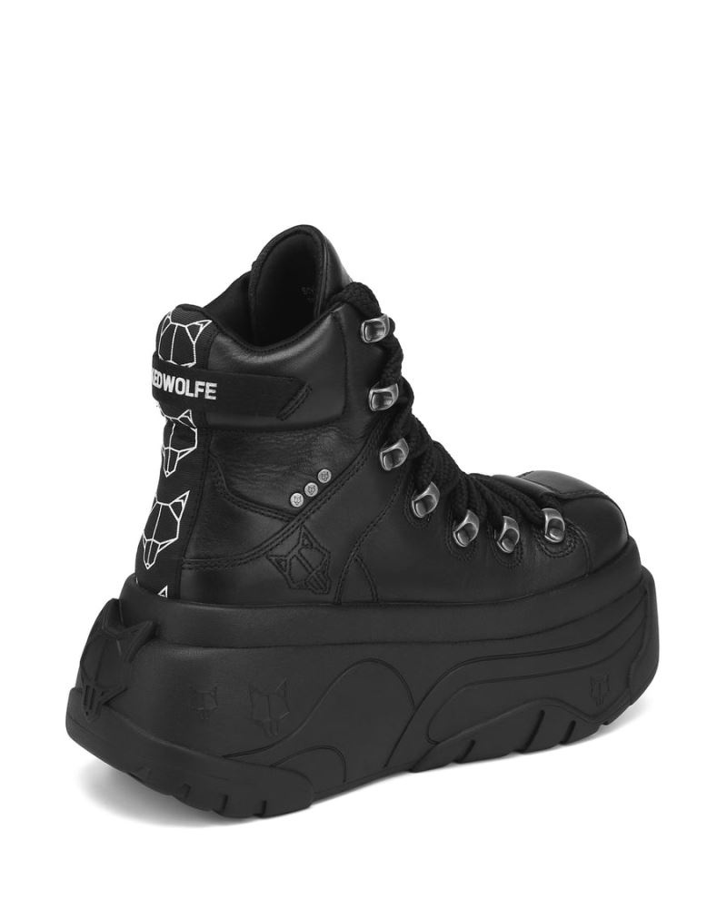 Black Naked Wolfe Radiant Leather Women's Sneakers | RIYADH 237JTNPXD