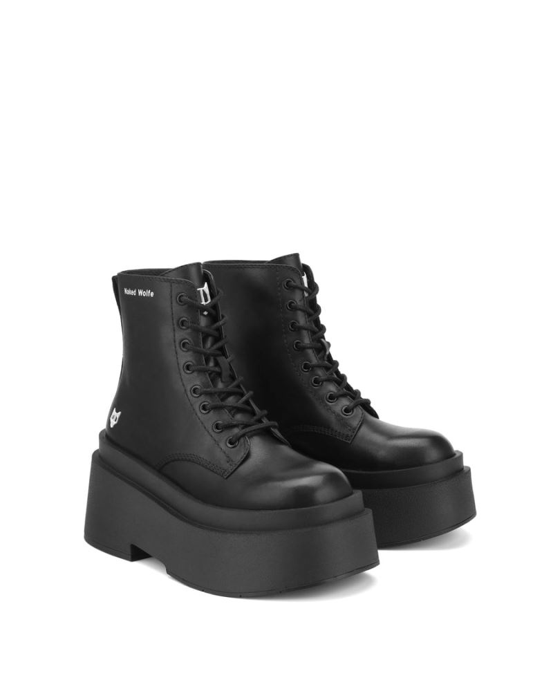 Black Naked Wolfe Saturn Leather Women's Platform Boots | RIYADH 049GSAMFL