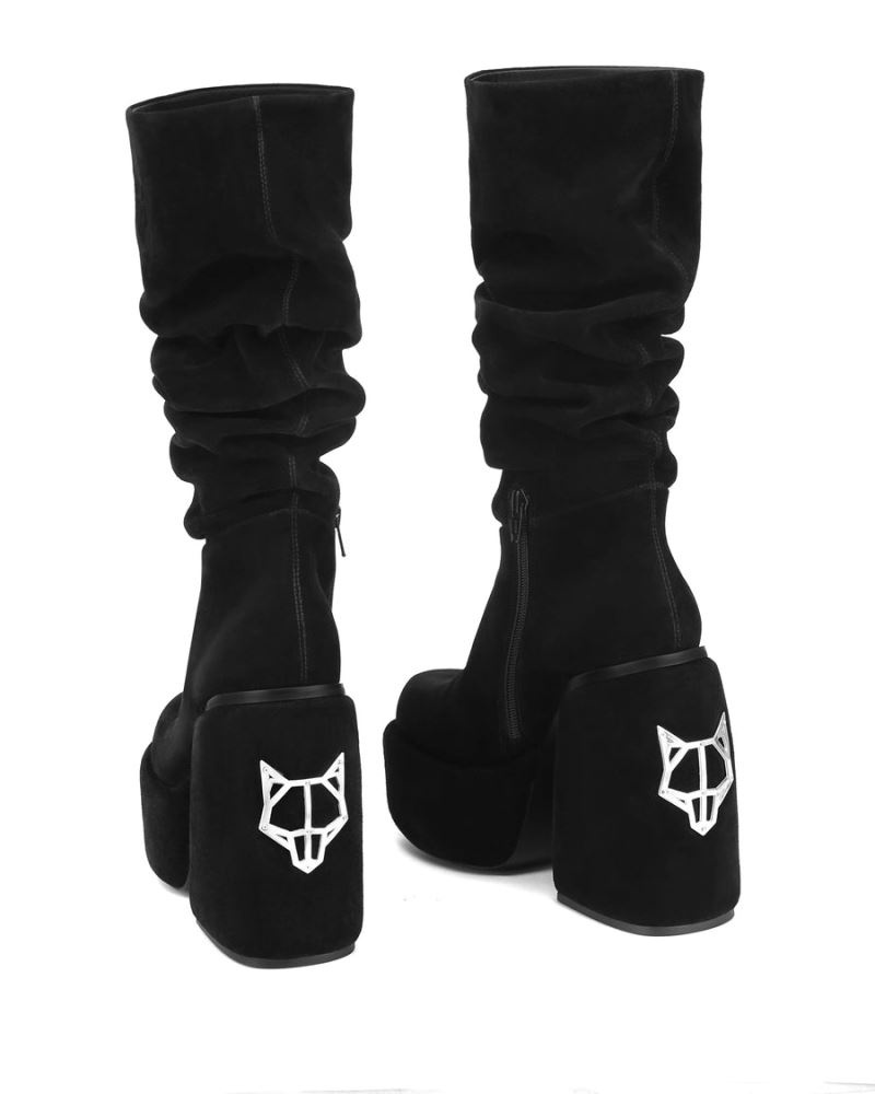 Black Naked Wolfe Space Kid Suede Women's Platform Boots | RIYADH 561ZSEXTA